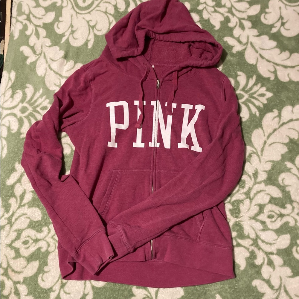 VS Pink Heather Pink Full Zip Hoodie
